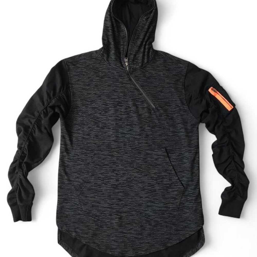 Bleecker & Mercer Asymmetrical Zip Hoodie Black Pullover Men XL - Tag Missing